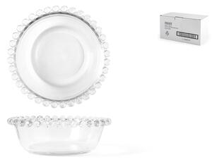 Set 6 coppette Collier in vetro trasparente con ala perlinata cm 14