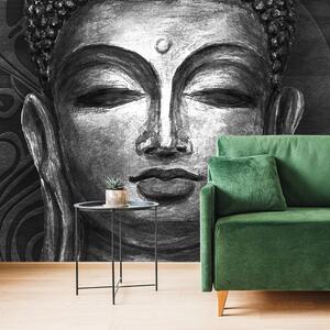 Carta da parati autoadesiva – Volto di Buddha in versione bianco e nero