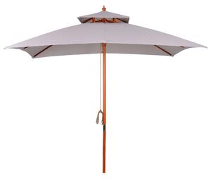 Outsunny Ombrellone da Giardino 3x3m con 8 Stecche in Bambù e Copertura Parasole a 2 Livelli, Grigio