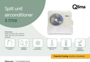 QLIMA Climatizzatore 9000 Btu Inverter Monosplit Condizionatore con Pompa di Calore Classe A++/A+ R32 (Unit Interna + Unit Esterna) - S 1709 | Se