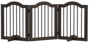 PawHut Cancellino per Cani Pieghevole a 3 Sezioni in Legno, 154.5x29.5x61cm, Caffè