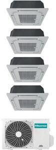 Hisense Climatizzatore a Cassetta 4 Vie Quadri Split 9+9+9+12 btu Condizionatore con Pompa di Calore Classe A++/A+ (Unit Interna + Unit Esterna) 