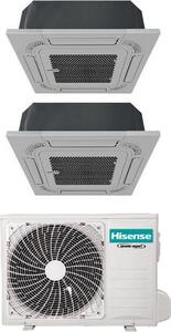 Hisense Climatizzatore a Cassetta 4 Vie Dual split 9000 + 9000 btu Condizionatore con Pompa di Calore Classe A++/A+ (Unit Interna + Unit Esterna)