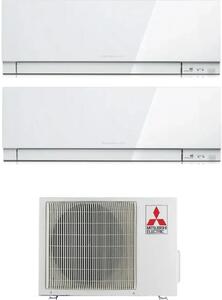 MITSUBISHI Climatizzatore Dual Split Inverter 12000+12000 Btu Condizionatore con Pompa di calore Classe A++/A+ Gas R32 Wifi (Unit Interna + Unit 