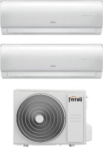 Ferroli Climatizzatore Dual Split Inverter 12000+12000 Btu Condizionatore con Pompa di Calore Classe A++/A Gas R32 WIFI (Unit Interna + Unit Este