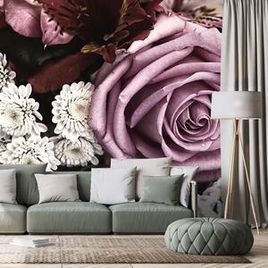 Carta da parati – Bouquet di rose in stile retrò