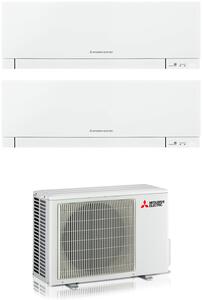 MITSUBISHI Climatizzatore Dual Split Inverter 9000 + 12000 Btu Condizionatore con Pompa di Calore A+++/A++colore Bianco (Unit Interna + Unit Este