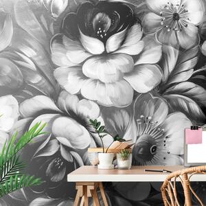 Carta da parati – Fiori in bianco e nero