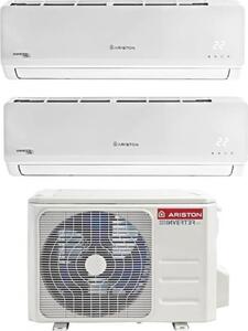 Ariston Climatizzatore Dual Split Inverter 9000 + 9000 Btu Condizionatore con Pompa di Calore Classe A+/A Gas R32 (Unit Interna + Unit Esterna) -
