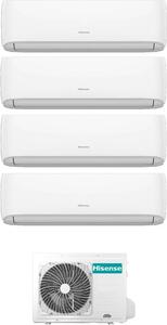 Hisense Climatizzatore Quadri Split Inverter 7000+9000+9000+12000 Btu /h Condizionatore con Pompa di Calore Classe A++/A+ Gas R32 (Unit Interna + 