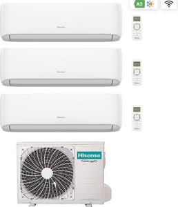 Hisense Climatizzatore Trial Split Inverter 9000 + 9000 + 12000 Btu/h Condizionatore con Pompa di Calore Classe A++/A+++ Wi-Fi (Unit interna + Uni
