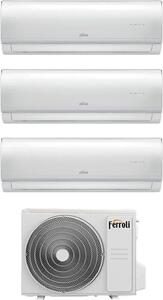Ferroli Climatizzatore Trial Split Inverter 9000+9000+9000 Btu Condizionatore con Pompa di Calore Classe A++/A+ Gas R32 WIFI con 27-3 (Unit Intern