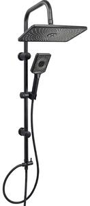 DecHome Colonna Doccia Con Soffione cm 20x30 + Doccino Nero Opaco - LX-4002 M.BLACK