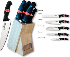 De Luca Coltellerie Coltello Cucina Linea Horeca In Ceppo Massello 5 Pezzi - 8021110