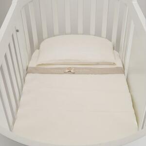 NANAN Completo Culla Ovale per Neonati Coordinato Lettino in Cotone: Lenzuolo Sopra / Lenzuolo Sotto / Federa colore Beige - Tato