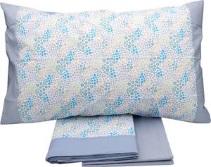 Gabel Completo Letto Matrimoniale 100% Cotone lenzuolo sopra + sotto con angoli + federa con Stampa digitale colore Azzurro Chiaro - Clipper 18919