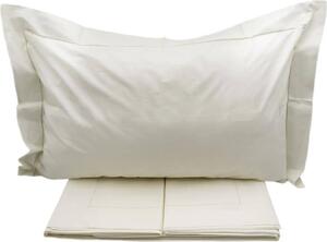 Blanco Raya Completo Letto Matrimoniale in Cotone lenzuolo sopra + sotto con angoli + federa con orlo a giorno ricamato a mano colore Avorio - Hem