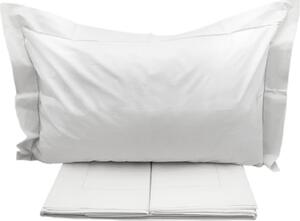 Blanco Raya Completo Letto Matrimoniale in Cotone lenzuolo sopra + sotto con angoli + federa con orlo a giorno ricamato a mano colore Bianco - Hem