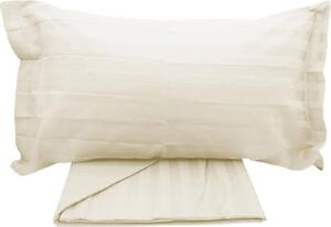 Blanco Raya Completo Letto Singolo in Cotone Satin lenzuolo sopra + sotto con angoli + federa con fascia sottile in raso colore Crema - 80519