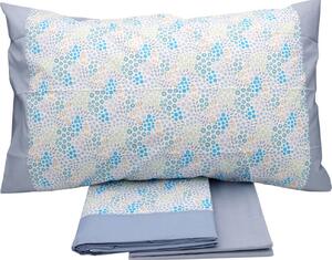 Gabel Completo Letto Una Piazza e Mezza 100% Cotone lenzuolo sopra + sotto con angoli + federa con Stampa digitale colore Azzurro - Clipper 18919