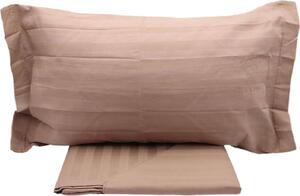 Blanco Raya Completo Letto Singolo in Cotone Satin lenzuolo sopra + sotto con angoli + federa con fascia sottile in raso colore Marrone - 80519
