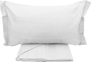 Blanco Raya Completo Letto Singolo in Cotone Satin lenzuolo sopra + sotto con angoli + federa con fascia alta in raso colore Bianco - 80518