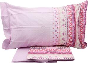 Caleffi Completo Letto Singolo in Cotone lenzuolo sopra + sotto con angoli + federa Fantasia stampata colore Rosa - Decor