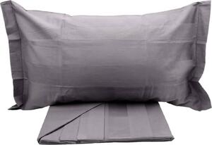 Blanco Raya Completo Letto Singolo in Cotone Satin lenzuolo sopra + sotto con angoli + federa con fascia alta in raso colore Grigio - 80518