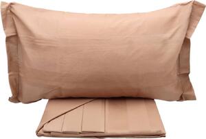 Blanco Raya Completo Letto Singolo in Cotone Satin lenzuolo sopra + sotto con angoli + federa con fascia alta in raso colore Marrone - 80518