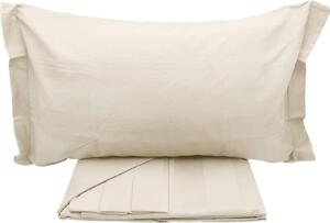 Blanco Raya Completo Letto Singolo in Cotone Satin lenzuolo sopra + sotto con angoli + federa Fantasia a fasce colore Crema - 80518