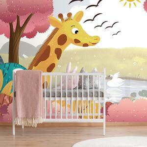 Carta da parati – Giraffe al laghetto