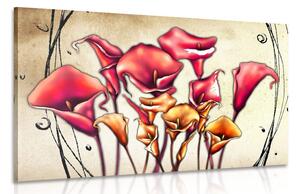 Quadro su tela – Fiori rossi di calla