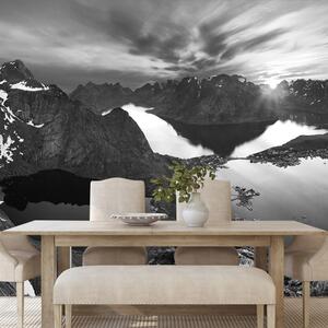 Carta da parati – Panorama montano in bianco e nero