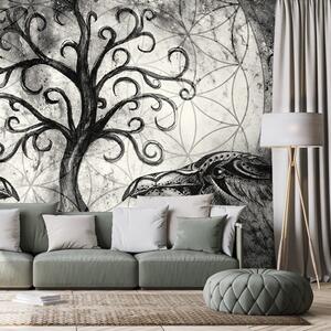 Carta da parati – Albero della vita magico in bianco e nero