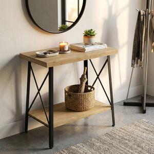 DecHome Consolle Ingresso Design Industriale con 1 Ripiano Dimensioni 63x40x68h cm colore Antracite/Legno - Harry
