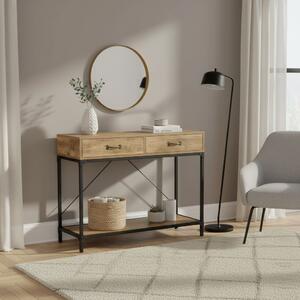 DecHome Consolle Ingresso Design Industriale in Metallo e Legno Dimensioni 100x35x76,5 cm colore Legno