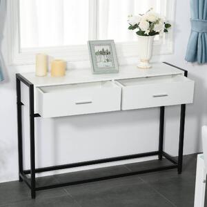 DecHome Consolle Ingresso Design Moderno con 2 Cassetti in Legno e Metallo Dimensioni 120x34x81 cm colore Bianco e Nero