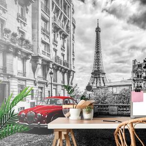 Carta da parati autoadesiva – Auto retrò rossa a Parigi