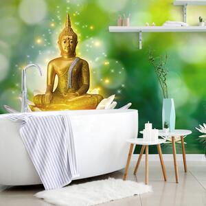 Carta da parati – Buddha dorato su fiore di loto