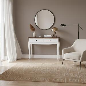 DecHome Consolle Ingresso Stile Shabby Chic con 2 Cassetti in Legno Dimensioni 100x35x76,5 cm colore Bianco/Marrone Scuro