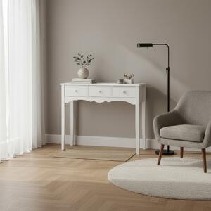 DecHome Consolle Ingresso Stile Shabby Chic con 3 Cassetti Dimensioni 100x32x85 cm colore Bianco