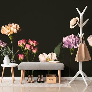 Carta da parati – Fiori Eleganti su Sfondo Scuro