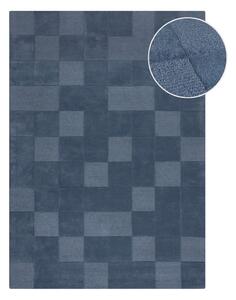 Tappeto in lana blu scuro tessuto a mano 120x170 cm Checkerboard - Flair Rugs