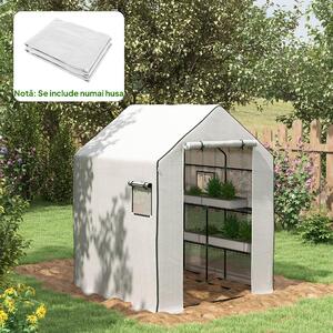VivaGarden Copertura Serra da Giardino in PE con Porta a Cerniera e Finestre 140x143x190 cm colore Bianco