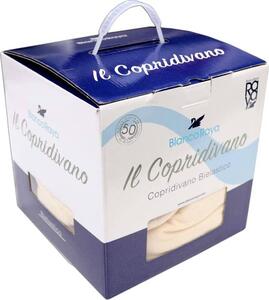 Blanco Raya Copridivano 2 Posti in Cotone bioelastico Estensibile a Tinta unita Colore Avio - SUP009