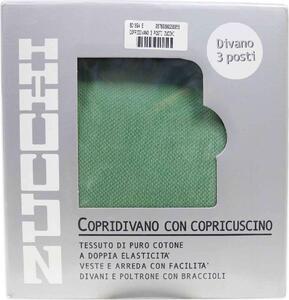 ZUCCHI Copridivano 3 Posti elasticizzato Tinta Unita con Copricuscino colore Verde - Zucchi