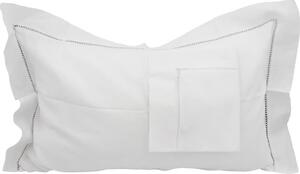 Blanco Raya Coppia Federe 50x80 cm in Lino bordate con Gigliuccio colore Bianco - Gigliuccio