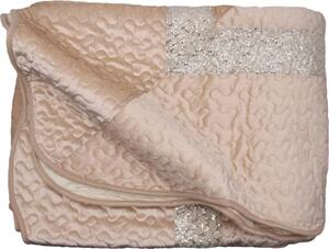 Blanco Raya Copriletto Matrimoniale in Poliestere con bordo di Pailettes colore Ecr - TK01