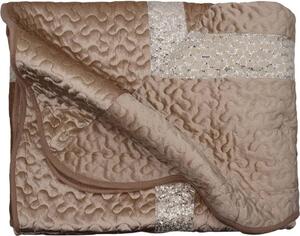 Blanco Raya Copriletto Matrimoniale in Poliestere con bordo di Pailettes colore Crema - TK01