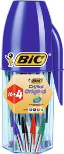 Bic Cristal Original Penne a Sfera (Punta 1Mm) Colori Assortiti Barattolo 16+4 - 929081